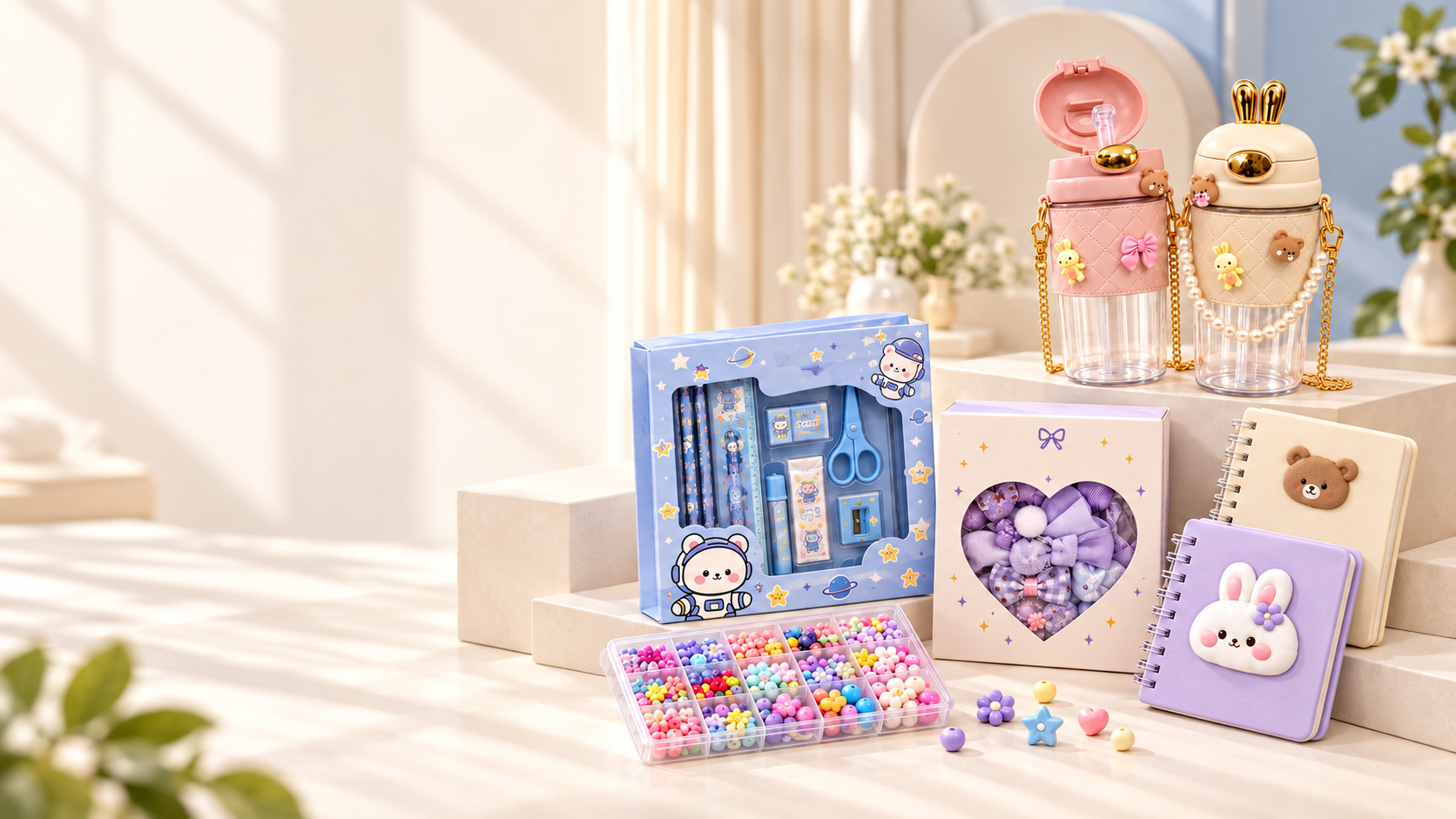 A collection of gift items, stationery, drinkware and accessories